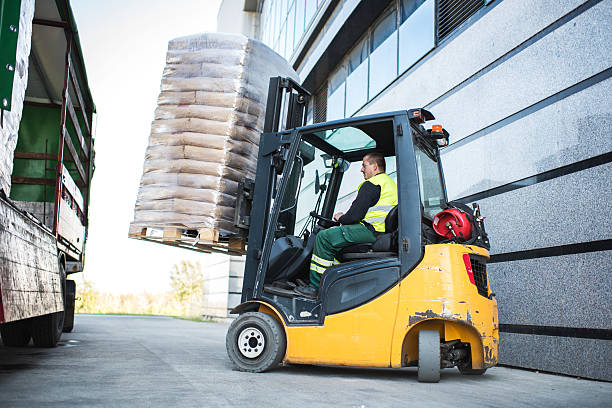 Fork lift lifting freights